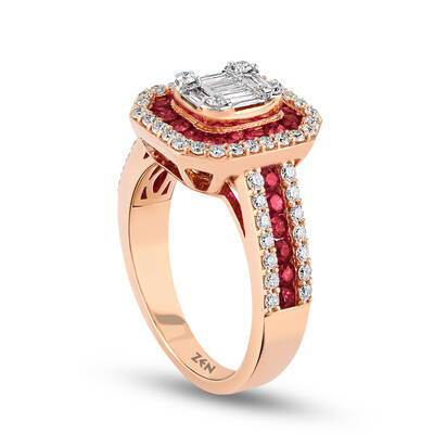 1.30 ct.Ruby Baguette Diamond Ring - 3