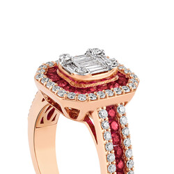 1.30 ct.Ruby Baguette Diamond Ring - 4