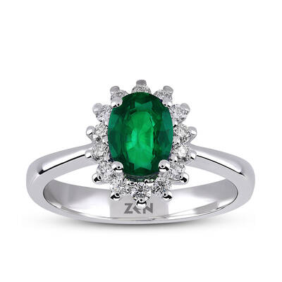 0.96 ct.Emerald Diamond Ring - 1