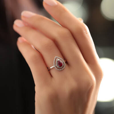 0.84 ct.Ruby Diamond Diamond Ring - 1