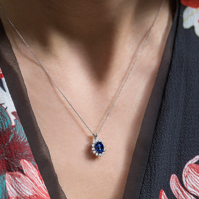 1.22 ct.Sapphire Diamond Pendant - 3