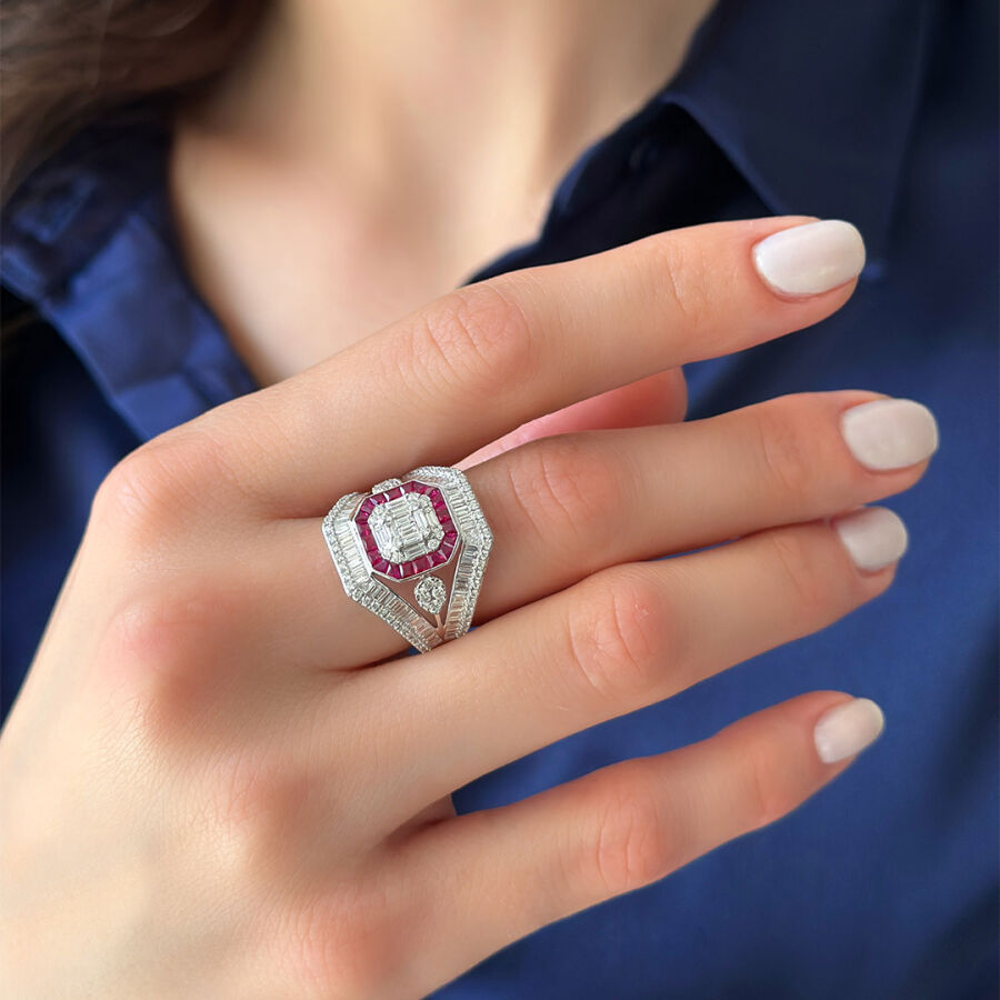 2.96 Carat Ruby Diamond Ring - 3