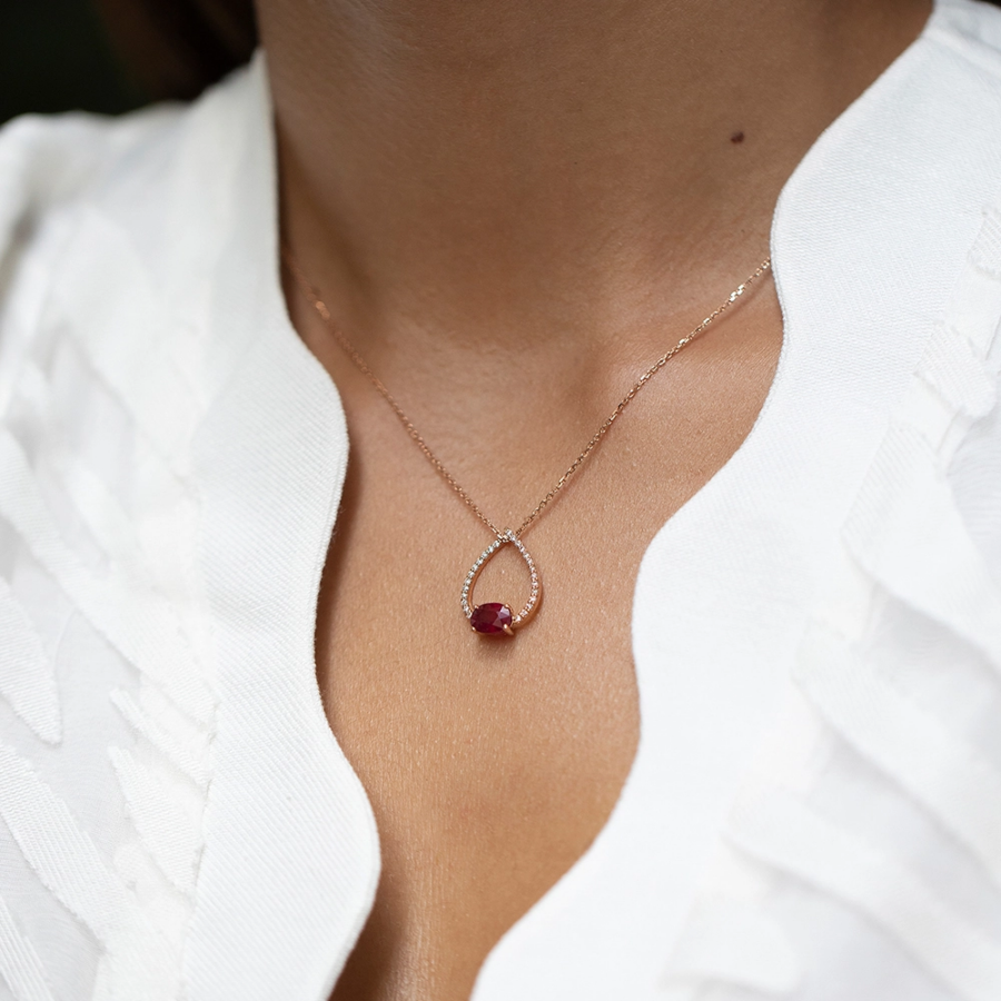 0.89 ct.Ruby Diamond Pendant - 1