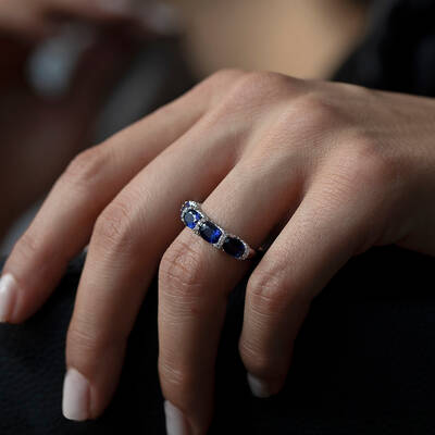 2.92 ct.Sapphire Diamond Ring - 1
