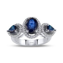 3.08 Carat Sapphire Diamond Ring - 2