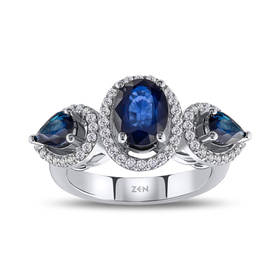 3.08 Carat Sapphire Diamond Ring - 2
