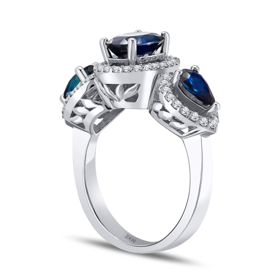 3.08 Carat Sapphire Diamond Ring - 3