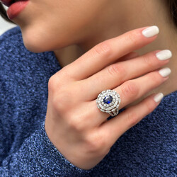 3.14 ct.Sapphire Diamond Ring - 1