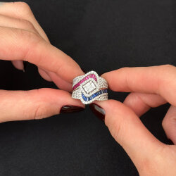 3.16 Carat Sapphire & Ruby Diamond Ring - 2