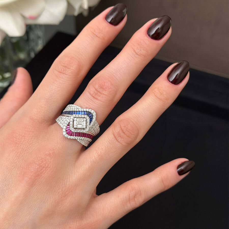 3.16 Carat Sapphire & Ruby Diamond Ring - 1