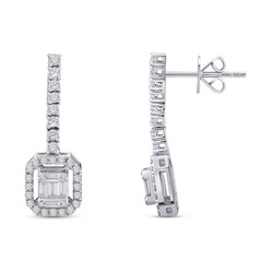 0.70 ct.Baguette Diamond Earrings - 1