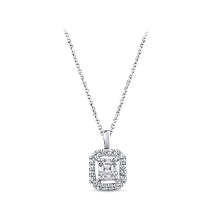 0.12 ct.Baguette Diamond Pendant - 1