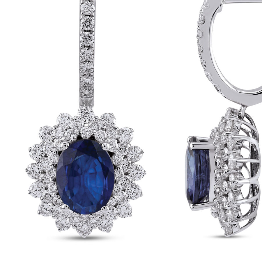 3.94 ct.Sapphire Diamond Earring - 2