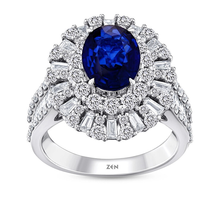 3.57 ct.Sapphire Diamond Ring - Zen Diamond