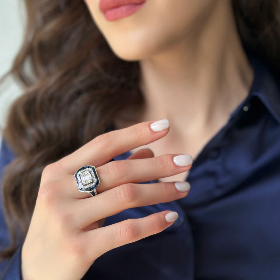 4.09 Carat Sapphire Diamond Ring - 1