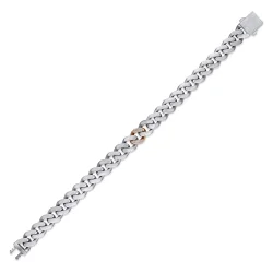 0.14 Carat Diamond Silver Man Bracelet - 2