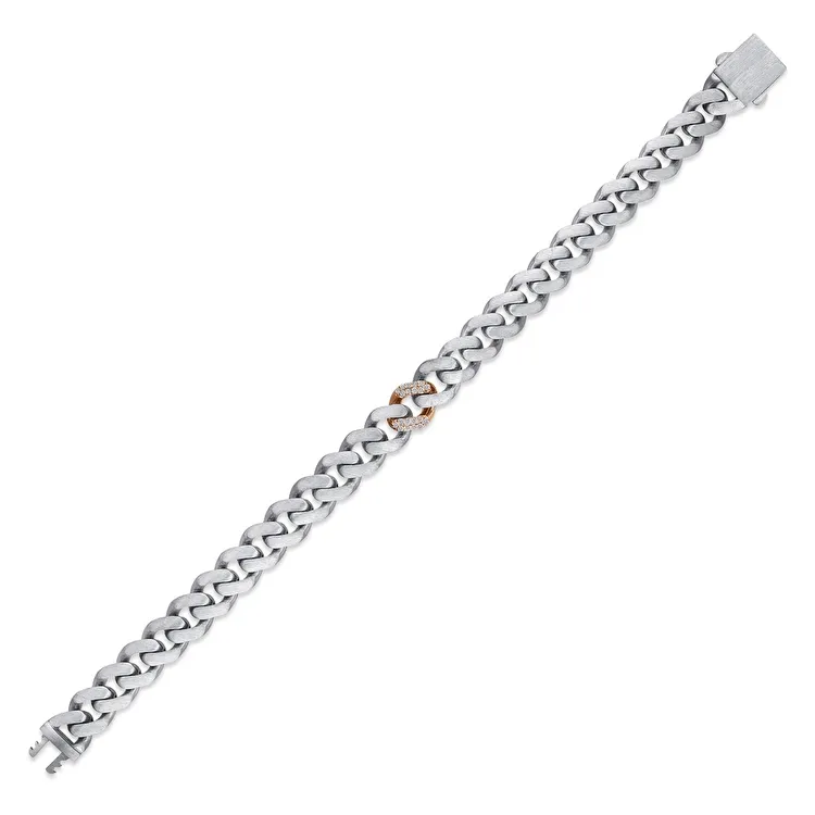 0.14 Carat Diamond Silver Man Bracelet - 2