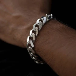 0.25 Carat Diamond Silver Men's Bracelet - 3