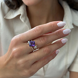 خاتم مرصع بالألماس مع حجر الأماتيست 4,17 قراط - Zen Diamond