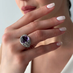 6.32 ct.Amethyst Diamond Ring - 2