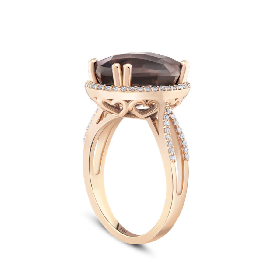 6.41 Carat Smoky Quartz Diamond Ring - 2