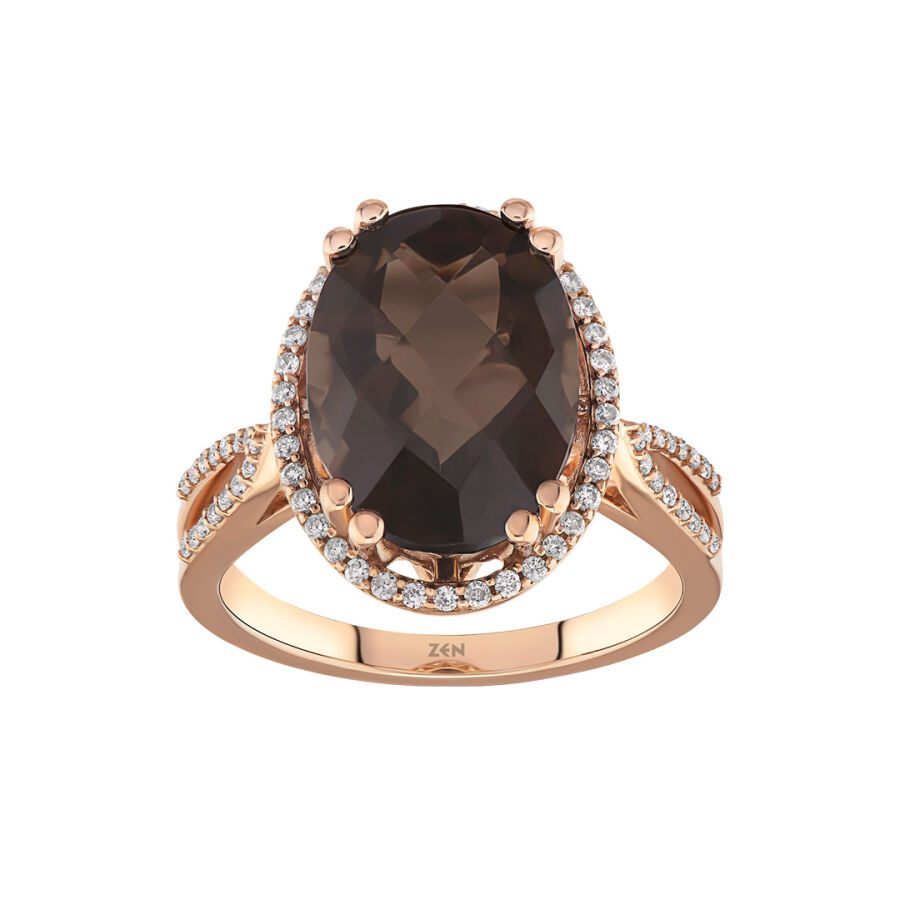 6.41 Carat Smoky Quartz Diamond Ring - 1