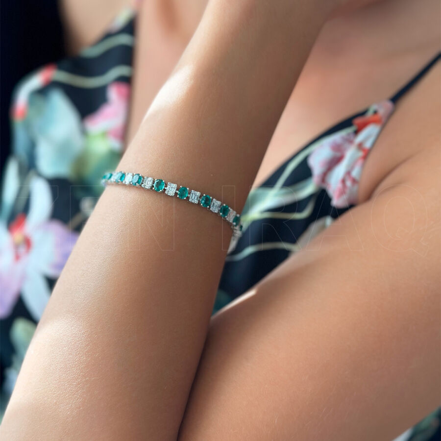 سوار مرصع بالألماس مع حجر الزمرد 7,12 قراط - 3