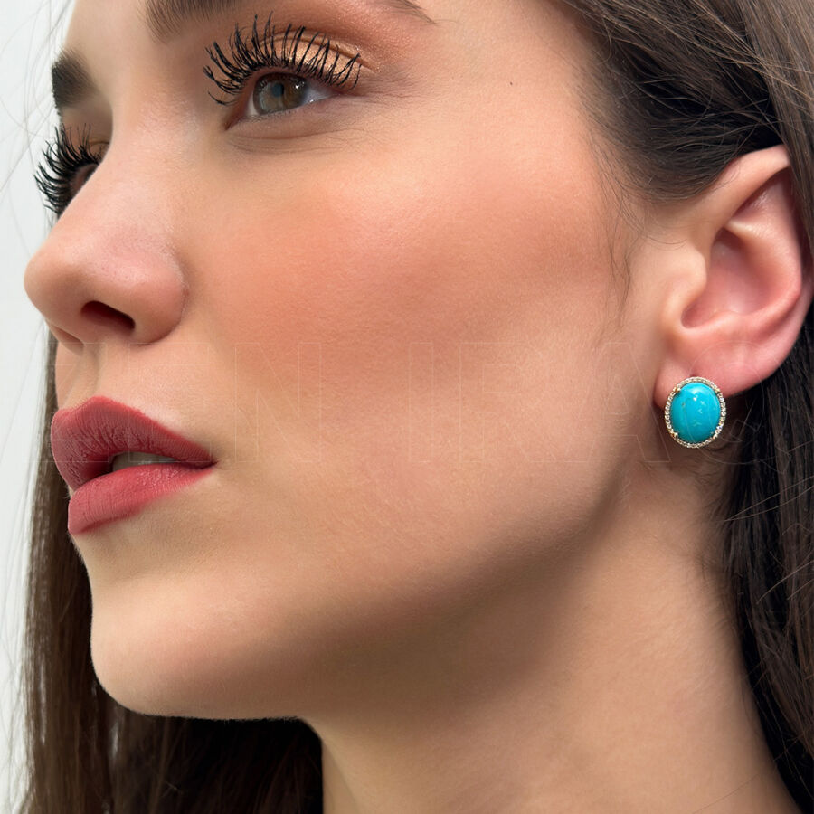 7.45 ct.Turquoise Diamond Earring - 1