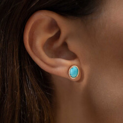 7.45 ct.Turquoise Diamond Earring - 3