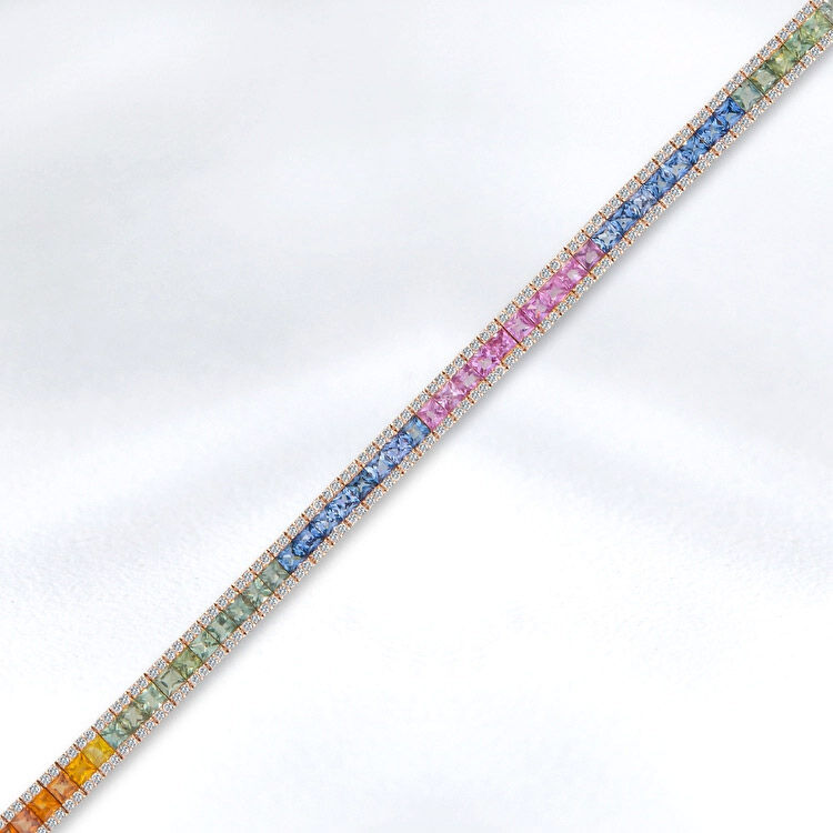 8.83 Carat Diamond Multicolor Gemstone Bracelet - 4
