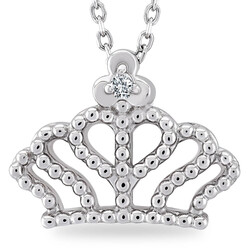 0.02 ct.Crown Diamond Silver Pendant - 2