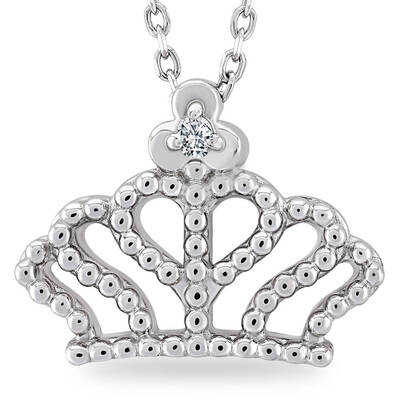 0.02 ct.Crown Diamond Silver Pendant - 2