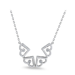 0.02 ct.Diamond Silver Love Clover Pendant - 3