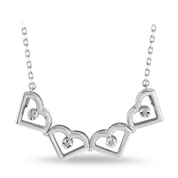 0.02 ct.Diamond Silver Love Clover Pendant - 4