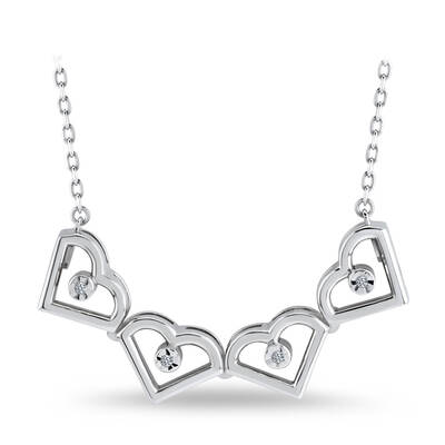 0.02 ct.Diamond Silver Love Clover Pendant - 4