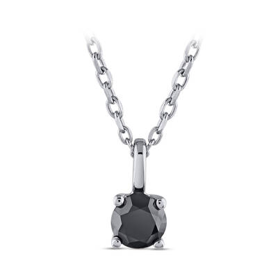 0.30 ct.Black Diamond Silver Solitaire Pendant - 4