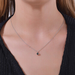 0.30 ct.Black Diamond Silver Solitaire Pendant - 2