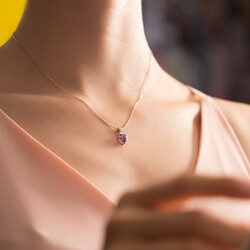 1.59 ct.Amethyst Diamond Pendant - 5