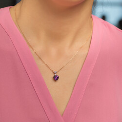 1.59 ct.Amethyst Diamond Pendant - 6