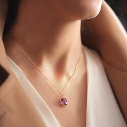 Amethyst Diamond Pendant - 3