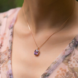 Amethyst Diamond Pendant - 4