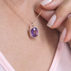 Amethyst Diamond Pendant - 5