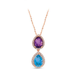 2.86 ct.Multicolor Gemstone Diamond Pendant - 2