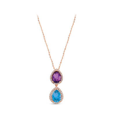 2.86 ct.Multicolor Gemstone Diamond Pendant - 1