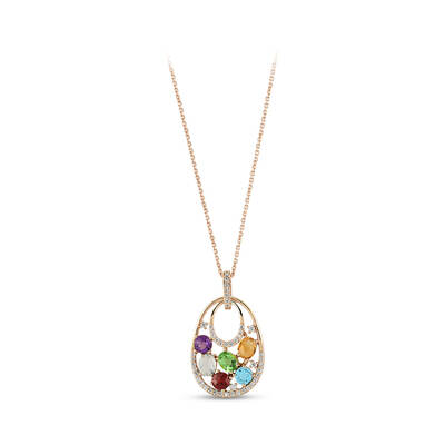 2.08 ct.Multicolor Gemstone Diamond Pendant - 1