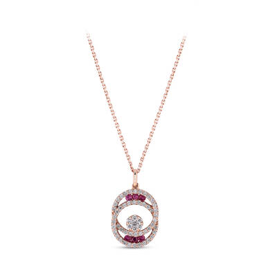 0.53 ct.Pink Sapphire Diamond Pendant - 1