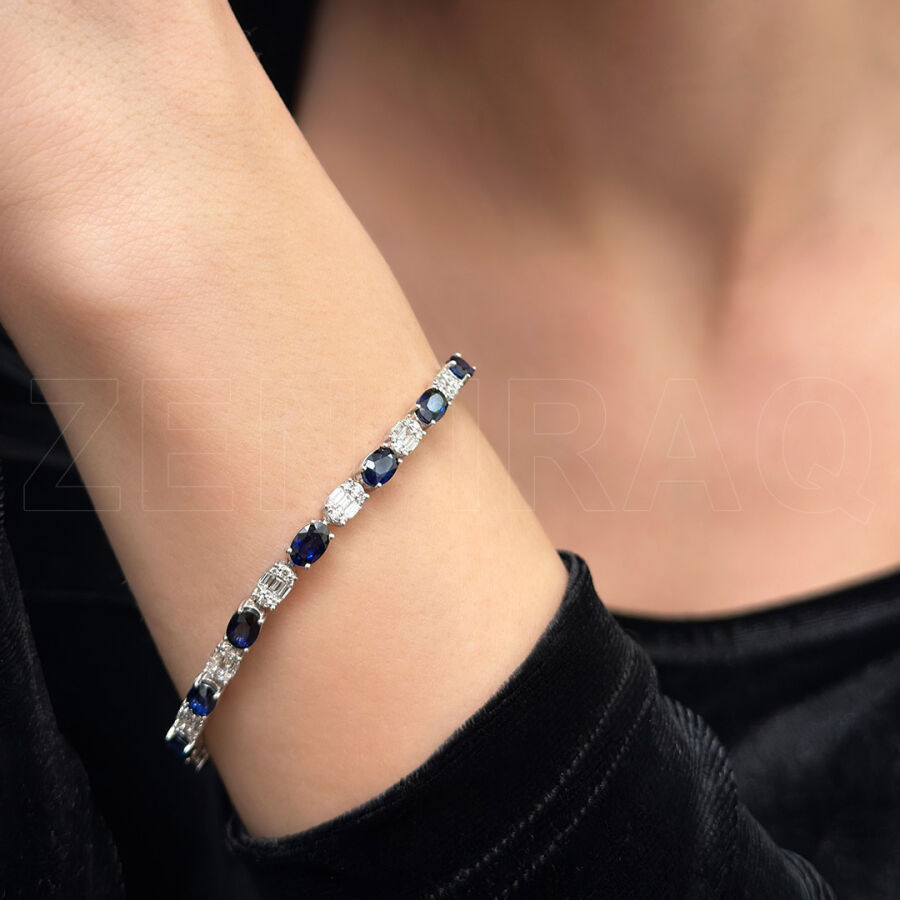 9.86 ct.Sapphire Diamond Bracelet - 2