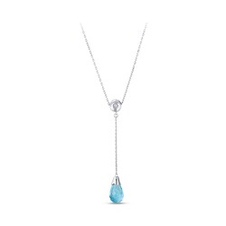 1.67 ct.Blue Topaz Diamond Pendant - 2