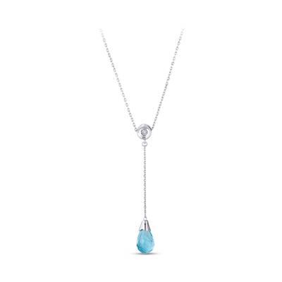 1.67 ct.Blue Topaz Diamond Pendant - 2