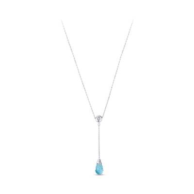 1.67 ct.Blue Topaz Diamond Pendant - 1